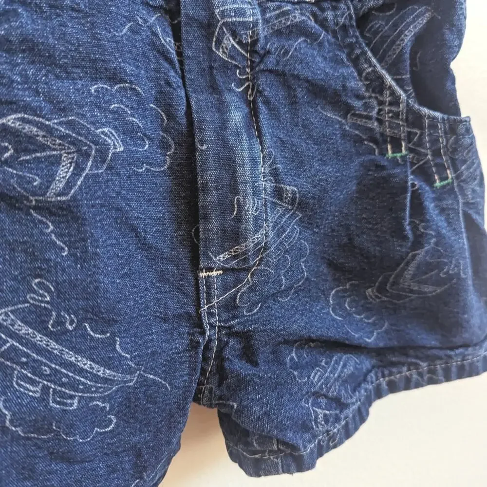 Vtg 90s Oshkosh Bgosh Shortalls Boys Sz 4T Denim Boat Nautical